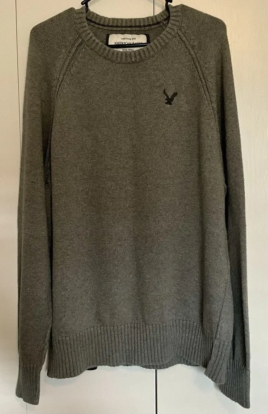 American Eagle Outfitters Vintage Fit Sweater Men’s Size XXL Gray Long Sleeve